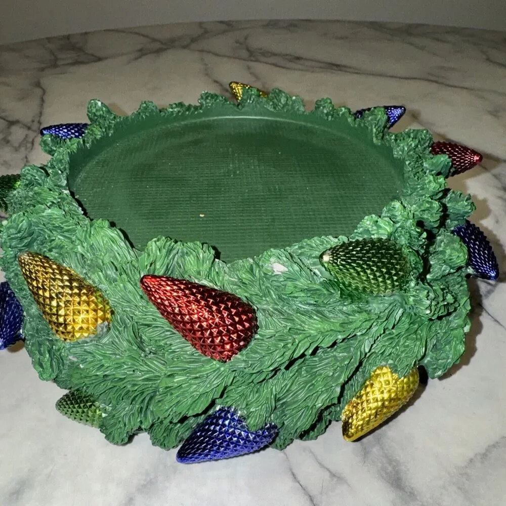 Homeworx Harry Slatkin Christmas Festive Lights Candle Pedestal‎ Holder Wreath